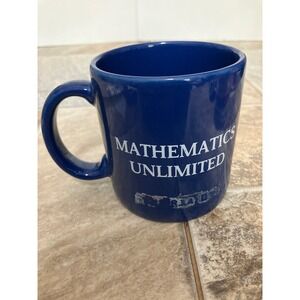 Vintage Holt Rinehart Winston Mathematics Unlimited Owl Coffee Mug Cobalt Blue